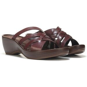 Eastland Wine Leather Slide Sandals